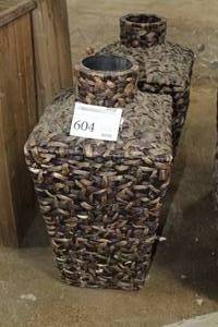 lot 604 image: Lot of (2) Wicker Planters