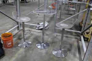 lot 748 image: Clear Patio Set 3-piece  with Table, Chairs (x2), Light Strings