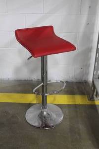 lot 806 image: Red Bar Stool, Adjustable Height