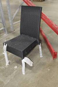 lot 718 image: Lot of (4) Dark Grey Wicker Chairs