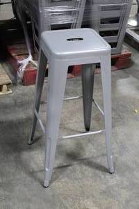 lot 687 image: Lot of (4) Grey Metal Bar Stools