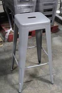 lot 860 image: Lot of (4) Grey Metal Bar Stools