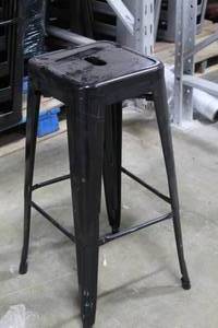 lot 675 image: Lot of (10) Black Metal Bar Stools