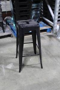 lot 884 image: Lot of (10) Black Metal Bar Stools