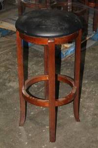 lot 670 image: Lot of (4) Black VinylWood Bar Stools