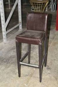 lot 911 image: Lot of (2) Brown VinylWood Bar Chairs