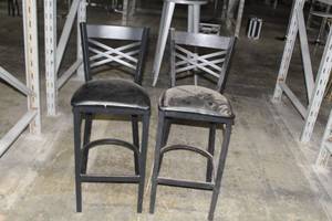 lot 664 image: Lot of (2) Black VinylWood Bar Chairs
