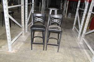 lot 914 image: Lot of (2) Black VinylWood Bar Chairs