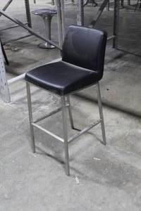 lot 663 image: Lot of (3) Black VinylMetal Bar Chairs