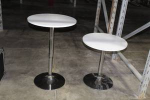 lot 761 image: Lot of (2) White Bar Tables, Adjustable Height