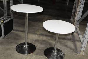 lot 732 image: Lot of (2) White Bar Tables, Adjustable Height
