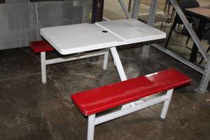 lot 961 image: WhiteRed Picnic Table