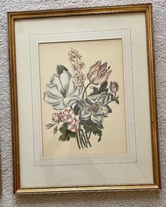 lot 49 image: Two Framed Vintage Floral Art Pieces