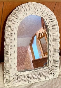 lot 83 image: White Wicker Mirror
