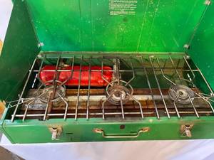 lot 227 image: Coleman Three Burner Gas Camp Stove