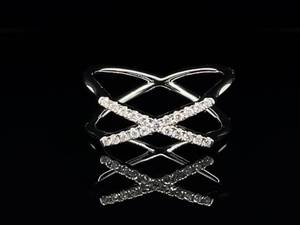 Diamond X-Shaped Orbital Stacking Ring in 14k White Gold VIDEO $1,200 Retail