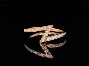 Brand New Stylish Diamond Zig-Zag Lightning Bolt Stacking Ring in 14k Rose Gold VIDEO