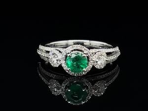 Brand New  Natural Fine Emerald &amp Diamond Triple Halo Ring in 14k White Gold VIDEO $2,650 Retail