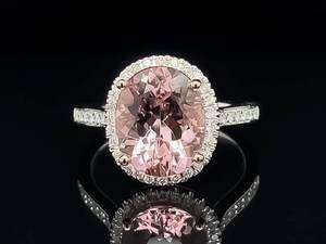 2.80 Carat Natural Morganite Solitaire 14 Carat Diamond Halo Cluster Ring in 14k White Gold VIDEO $5,000 Retail