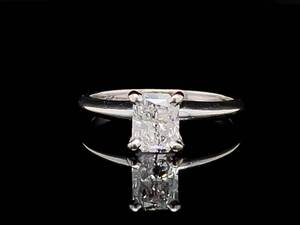 1.00 Carat Diamond Radiant Solitaire Estate Ring in 14k White Gold VIDEO $2,750 Retail