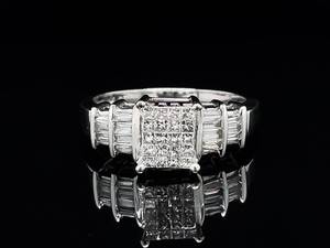 .60 Carat Diamond Princess Baguette Tiered Estate Ring in 14k White Gold VIDEO