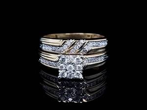 12 Carat Diamond Engagement & Wedding Ring 2-Piece Set in Yellow Gold VIDEO