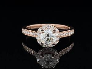 1.10 Carat Round Diamond Solitaire Halo Cluster Estate Ring in 14k Rose Gold VIDEO $4,250 Retail