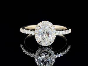 1.08 Carat Diamond Oval Halo Cluster Ring in 14k Yellow Gold VIDEO $4,750 Retail