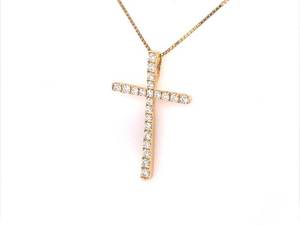 Elegant, Fine Diamond Classic Cross Pendant in 14k Yellow Gold VIDEO