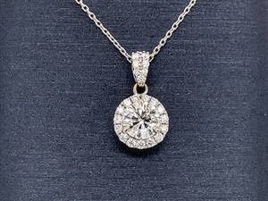 Gorgeous Diamond Solitaire 1.20ctw Halo Cluster Estate Pendant Necklace in 14k White Gold VIDEO $5,500 Retail