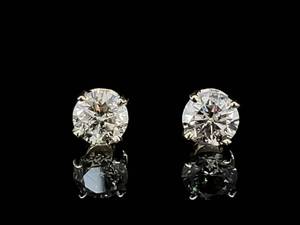 Classic Estate  0.97ctw Diamond Round Brilliant Solitaire Stud Earrings in 14k Yellow Gold VIDEO