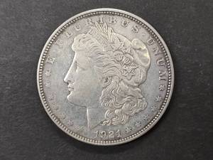 lot 15 image: 1921 D Morgan Silver Dollar...