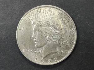 lot 20 image: 1922 D Peace Silver Dollar...
