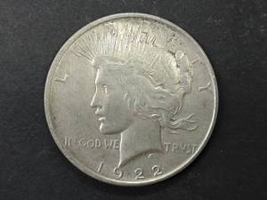 lot 21 image: 1922 D Peace Silver Dollar...