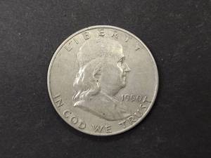 lot 43 image: 1950 D Franklin Silver Half Dollar...