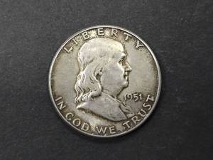 lot 44 image: 1951 Franklin Silver Half Dollar...