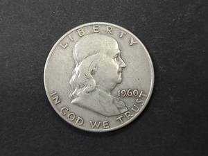 lot 52 image: 1960 D Franklin Silver Half Dollar...