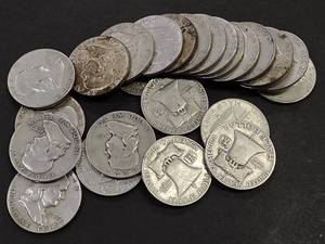 lot 56 image: (25) Franklin Silver Half Dollars...