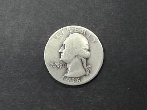 lot 63 image: 1936 Washington Silver Quarter...