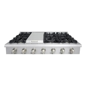 lot 5 image: Pre-Converted Propane 48 in. Gas Range Top in Stainless Steel with 6 Burners Including Power Burners and Griddle