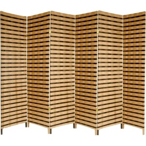 lot 96 image: Oriental Furniture 6 ft. 2-Tone Natural Fiber 6-Panel Room Divider