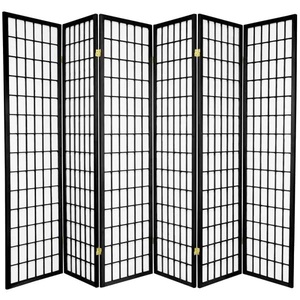 lot 97 image: Oriental Furniture 6 ft. Black 6-Panel Room Divider