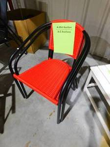 lot 47 image: (2) Red Outdoor  Patio Chairs.