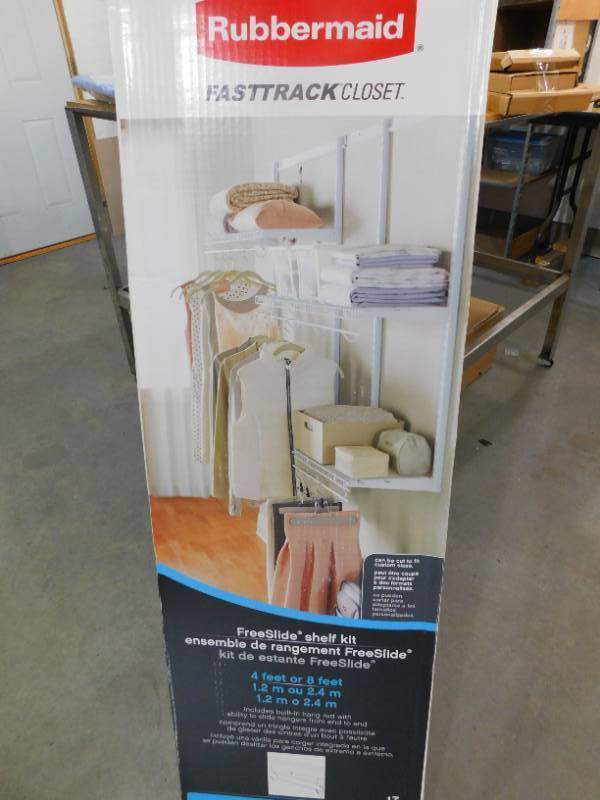 lot 12 image: Rubbermaid KIT 4-8 FT CLOSET SHELF WIRE FREESLDE-WHT