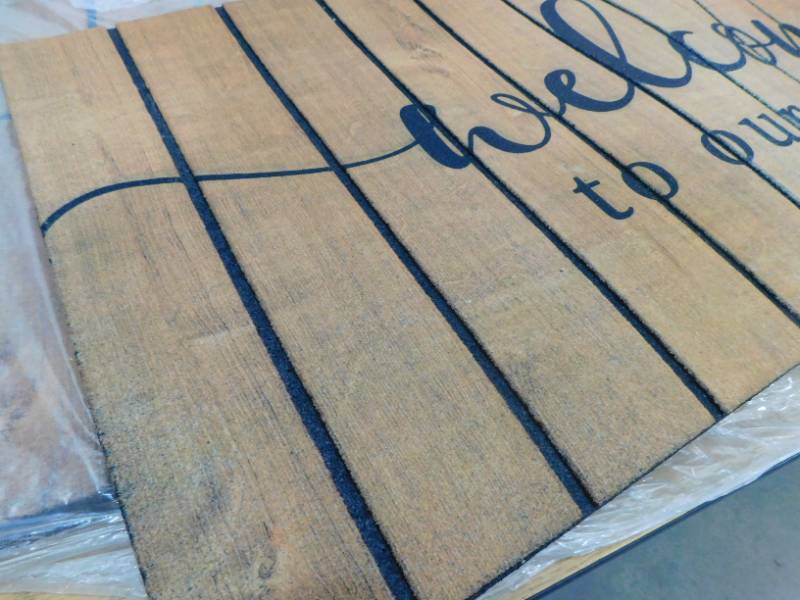 lot 57 image: StyleWell Wood Slates Welcome 20 in. x 47 in. Door Mat