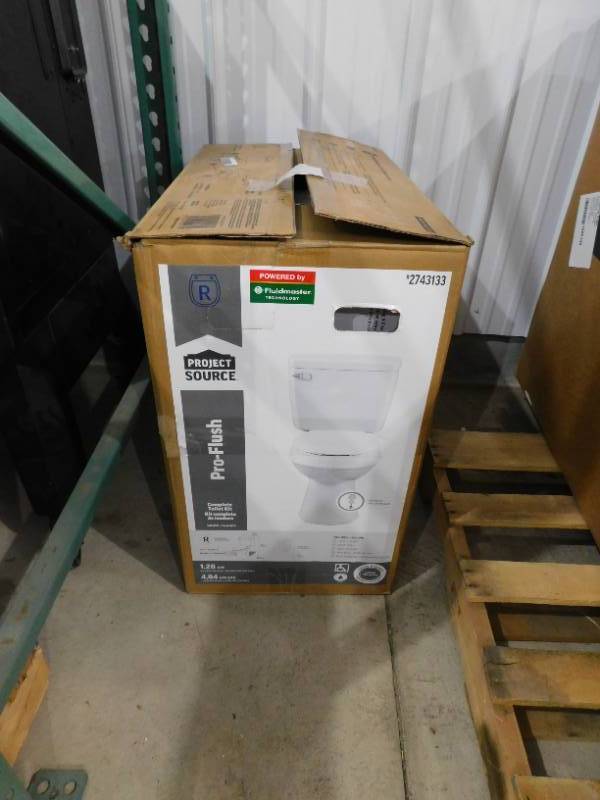 lot 142 image: Project Source Pro White Round Chair Height 2-piece WaterSense Toilet 12-in Rough-In Size