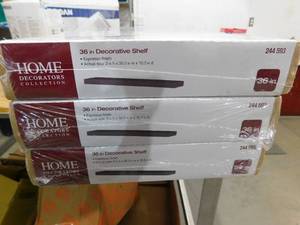 lot 28 image: (3) Home Decorators Collection 35.4 in. L x 10 in. W Floating Espresso Shelf