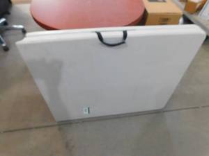lot 35 image: HDX 72 in. Earth Tan Plastic Fold-in-Half Folding Utility Table