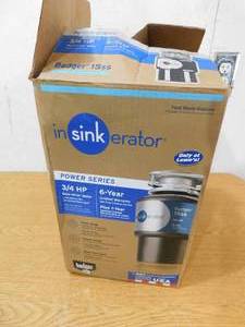 lot 63 image: InSinkErator Badger 15ss Non-corded 34-HP Continuous Feed Garbage Disposal