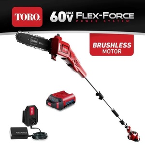 lot 93 image: Toro 10 in. 60-Volt Lithium Ion Cordless Electric Pole Saw - Battery Included